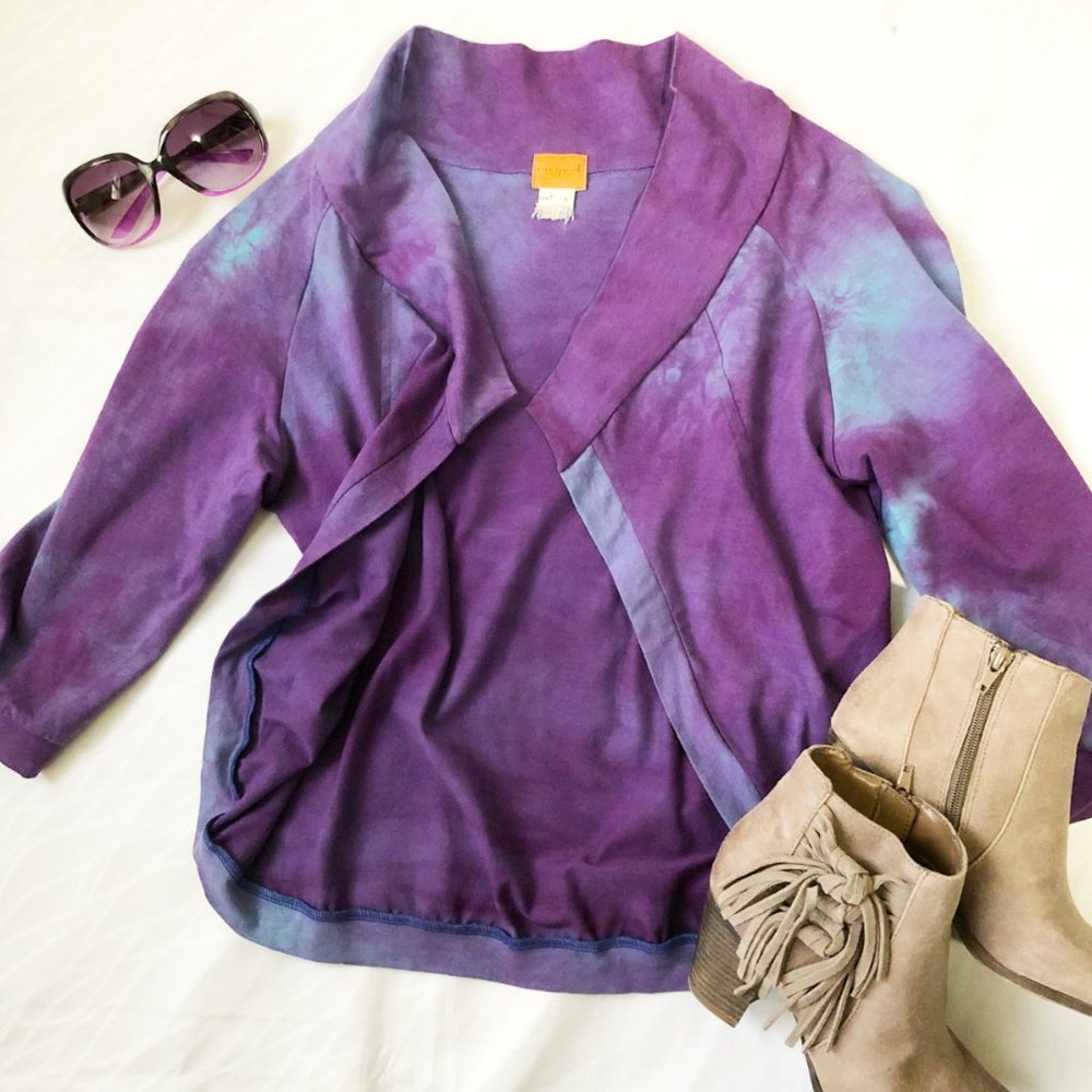 Open front tie-dye cardigan